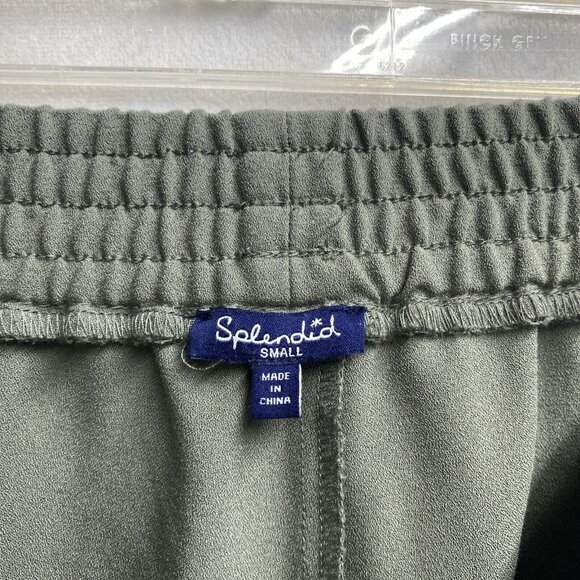 SPLENDID High-Rise Elastic Waist Joggers Pants Women Small Green Side Pockets - Picture 9 of 16